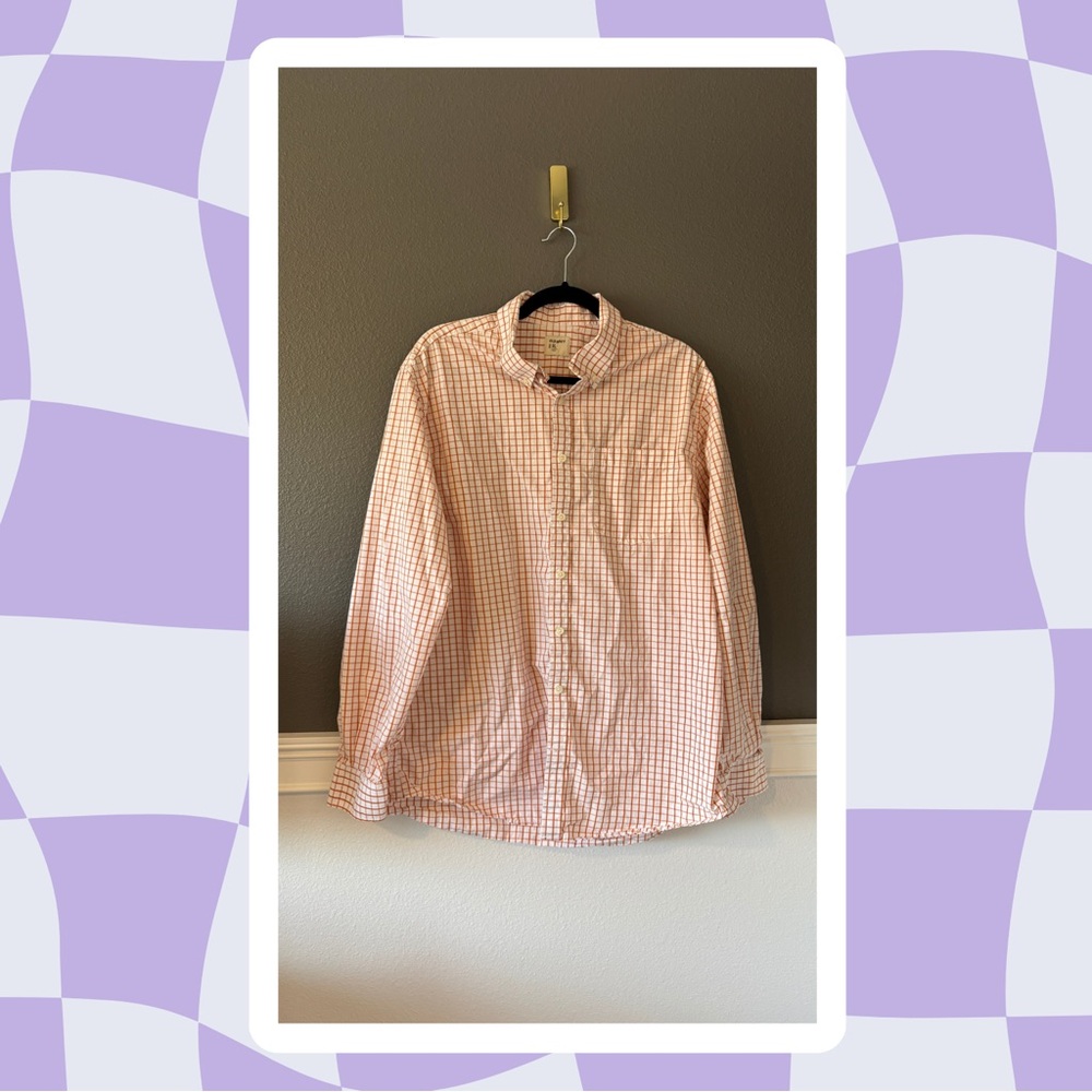 Orange Checked Long Sleeve Button Down - Old Navy - 100% Cotton